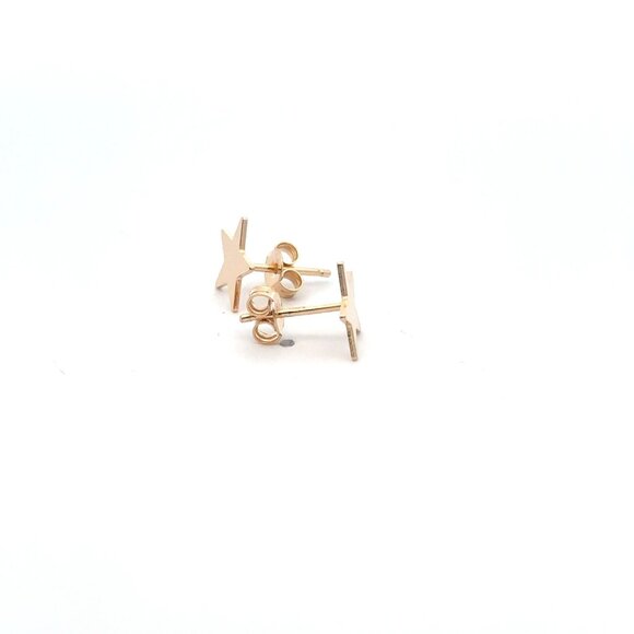 18K Gold Earrings Stud Star - Picture 3 of 9